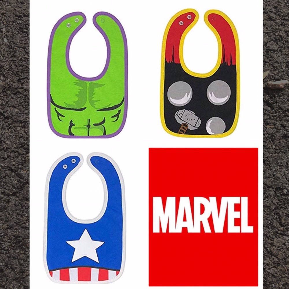 3 Marvel Baby Bibs - Avengers Thor/Hulk/Captain